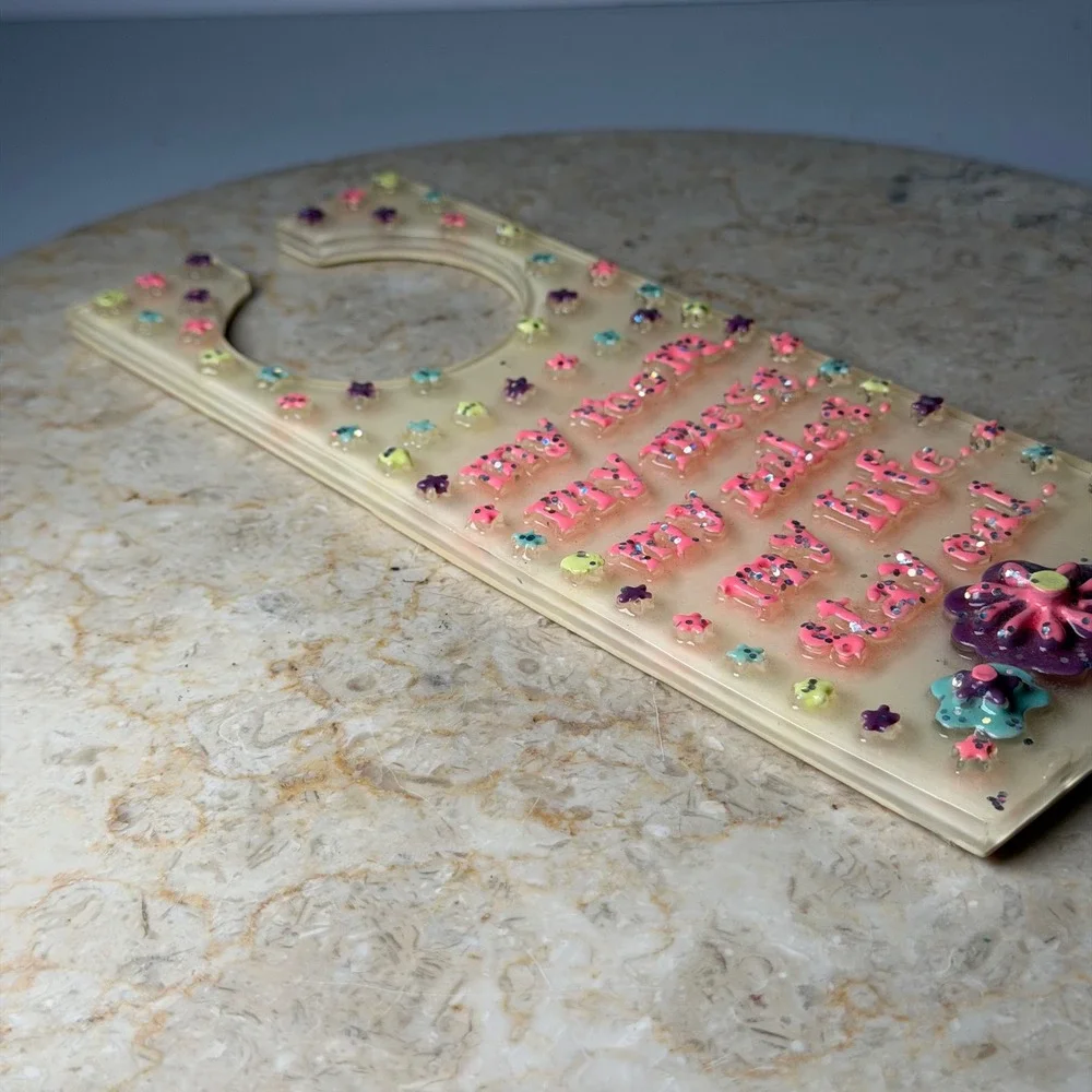 Claire's Door Hanger OS Cream My Room My Mess Stay Out Glitter Stars Y2K Decor